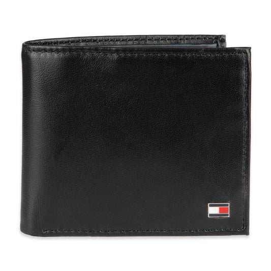 Tommy Hilfiger mens Slim Leather Passcase Wallet With Removable ID Window Oxford Black