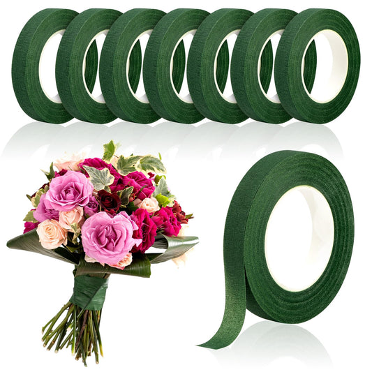 COIDEA 8 Rolls Floral Tape, 1/2" Wide Flower Tape, Dark Green Floral Tape for Fresh Flowers, Adhesive Florist Tape for Floral Crafts, Bouquet Floral Arranging Stem Wrapping, Wedding Bouquet, 30Yard