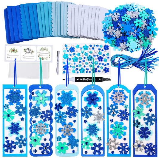 Winlyn 24 Sets Christmas Craft Kits Winter Crafts DIY 3D Christmas Snowflake Bookmarks Art Sets Snowflake Foam Stickers Arts and Crafts for Kids Party Favor Holiday Seasonal Home Classroom Activities