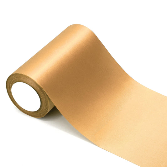 ADVcer 6 inch Gold Satin Ribbon, 24 Yard Long Solid Fabric Ribbon for Christmas Wedding Birthday Party Baby Shower Decoration, Gift Wrapping, Bow Making, Chair Sash, Craft, Indoor or Outdoor Ceremony