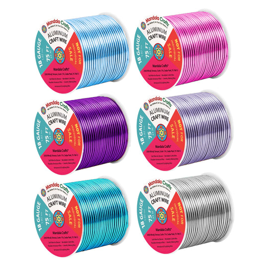 Mandala Crafts 18 Gauge Anodized Aluminum Craft Wire for Jewelry Making - 450 FT Colored Flexible Silver Lavender Purple Pink Ice Blue Turquoise Wire - Bendable for Bonsai Armature Crafting Sculpting