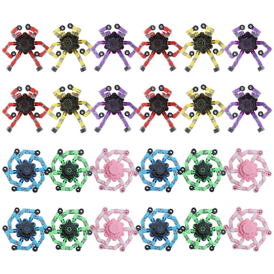 24Pcs Transformable Fidget Spinners Toys- Deformable Fingertip Gyro Stress Relief Sensory Toys, Easter Party Favors & Birthday Gifts for Kids Adults Boys Girls