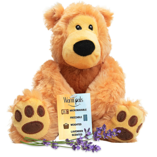 Bear Hugs - Microwavable & Weighted Plush Stuffed Animal - Heated Plushie for Warmth - Cute, Soft, Cozy Toy for Adults & Children (Boys, Girls, & Toddlers) by Warm Pals