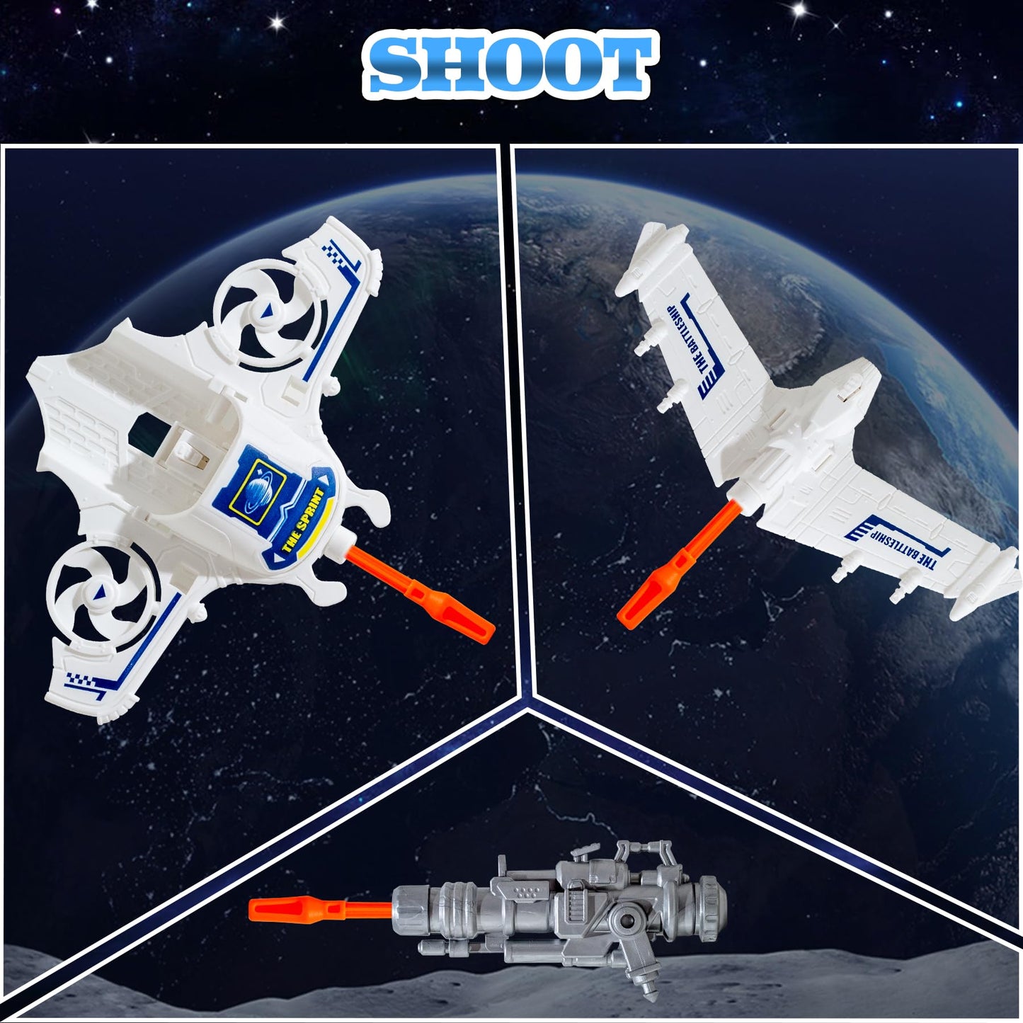 Wbzle Spaceship Toys with Airplane, UFO & Alien Toy for Boys, Space Toy Set with Light & Sound Astronaut Toys for Kids 3-5, Educational Kit Boys Birthday Gift