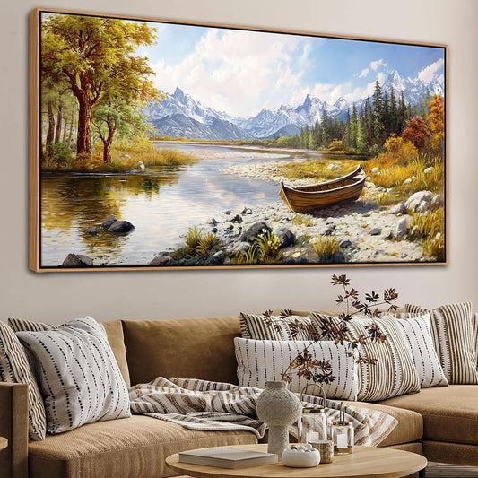 Mofutinpo Fall Mountain Landscape Wall Art - Nature Forest Canvas Art for Living Room, Bedroom & Dining Room - Framed Paintings for Wall Decor - Large Scenic Artwork for Home 20x40IN