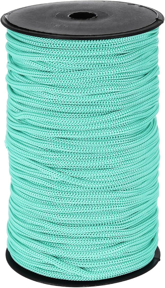 MECCANIXITY 3/16 Inch Polypropylene Rope Braided Ropes, 328ft Nylon Rope Hollow Utility Cord for Clothesline, Camping, Hiking, Outdoor, Light Blue