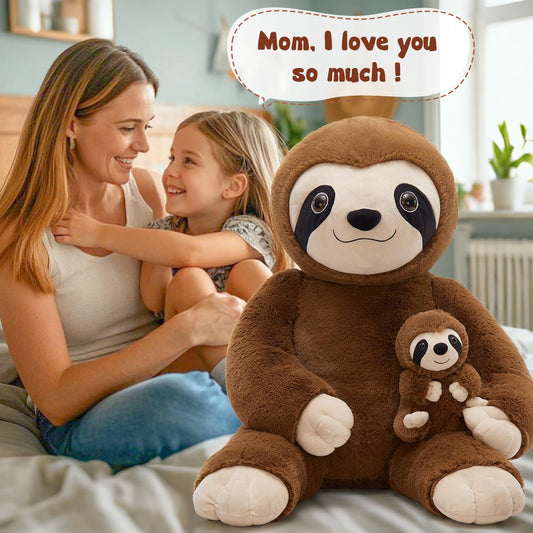 MorisMos Giant Sloth Stuffed Animal Hugging Plush Toys Duo,38" Big Mama and Baby Plush Sloth Toys for Kid Girl Boy,3ft Giant Stuffed Animals Gift for Birthday Baby Shower Decor Valentine's Christmas
