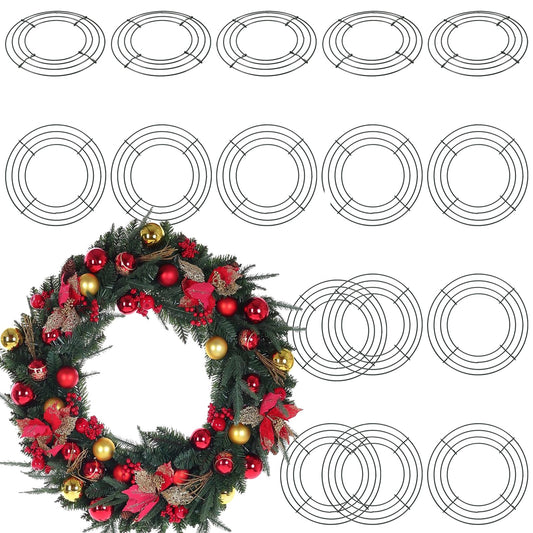 MOUYAT 20 Pack 8 Inch Round Wire Wreath Frames, Green Metal Floral Wreath Form for Crafts DIY Christmas Wedding Party