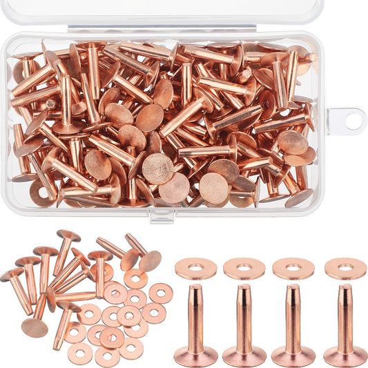 Ripeng 400 Pcs Size 9 3/4 Inch Copper Rivets and Burrs Washers Leather Fastener Kit for DIY Craft Belts Wallets Collars Handbags Shoes Leather Working Supplies