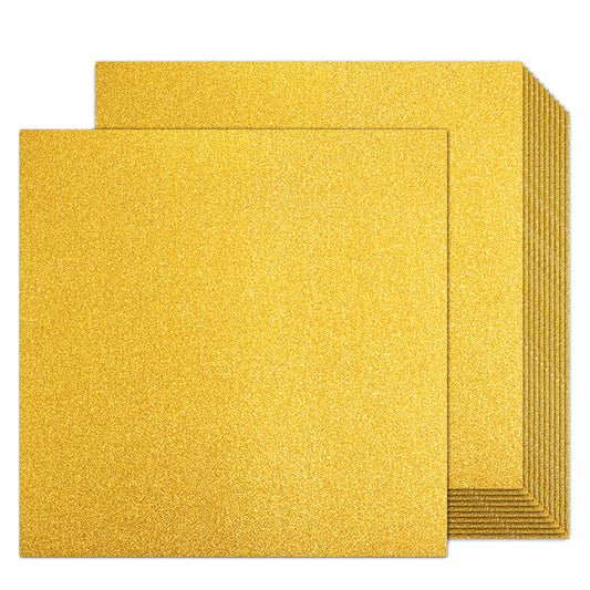 Double-sided Gold Glitter Cardstock Paper - Goefun 24 Sheets 12x12 Cardstock, 280 GSM/100 LB Gold Glitter Paper for Crafts, Birthday, Graduation