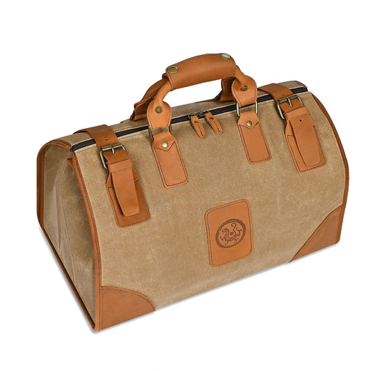 Handadsume Water Resistant Canvas + Leather Travel Luggage Tote Duffle Gym Suitcase Weekender Overnight Bag For Men Male FB8151 (A-Brown)