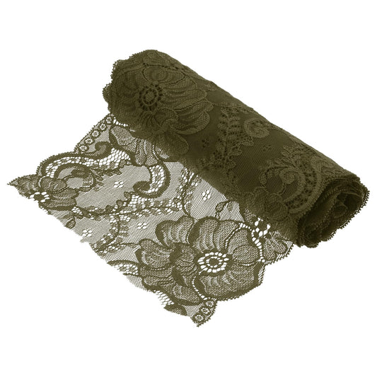 MECCANIXITY 7.1 Inch Wide 3 Yard Lace Ribbon Floral Pattern Olive Green Lace Trim Ribbon for DIY Crafts, Gift Wrapping Bouquets, Wedding Decor, and Sewing Making