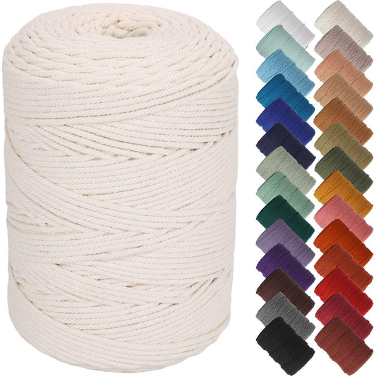 NOANTA Natural Macrame Cord 3mm x 328Yards, Beige Macrame Rope, Cotton Cord for Wall Hanging, Plant Hangers, Christmas Crafts, Knitting
