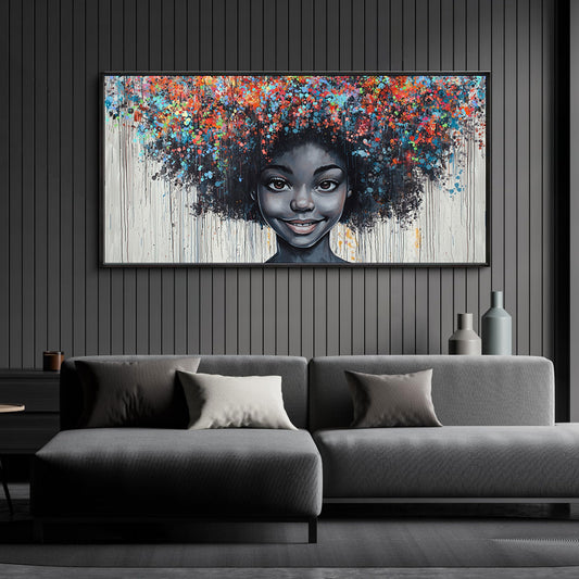 KLAKLA Black Woman Wall Art African American Women Wall Decor Trendy Abstract Black Girl Canvas Poster Prints Pictures for Bedroom Living Room Framed 20x40 Inches