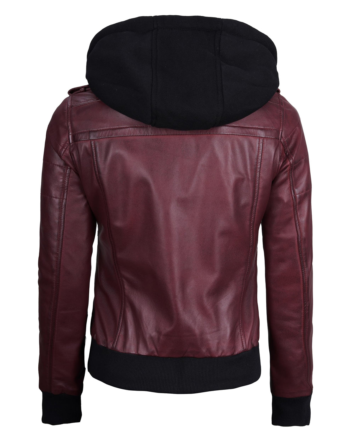 Decrum Leather Jacket with Hood - Women's Bomber Jacket | [1326995] Edinburgh Burgundy, XL