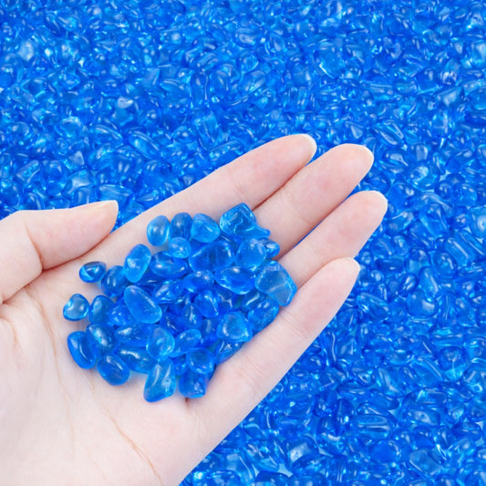 KIJOU Blue Sea Glass Stones - 1.3lb Polished Pebbles (1/4–3/8 Inch) for Crafts, Aquarium Gravel, Ocean-Themed Decor and Vases