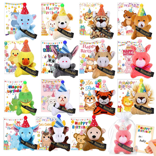 Birthday Animal Plush Keychains Bulks – Valentines Day Gifts for Kids, Small Stuffed Animals Toys with Gift Bags, School Classroom Party Favors for Students Goodie Bag Fillers Easter Egg Fillers