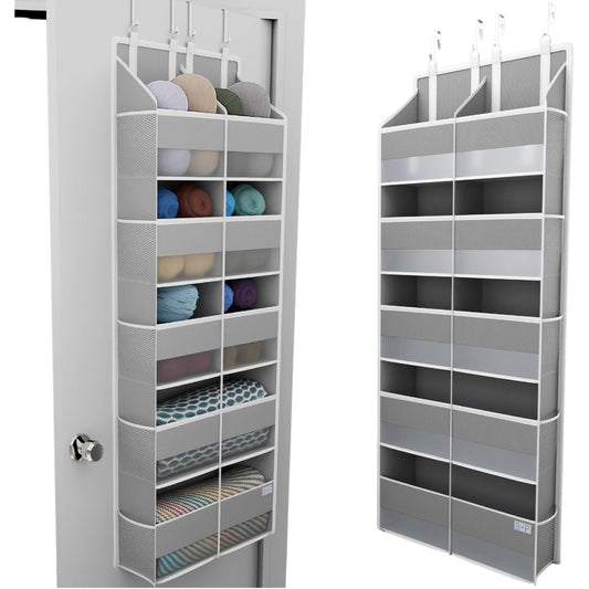 BOBBLE + PUFF Over Door Yarn Storage Organizer with 8 Large Compartments & 10 Mesh Side Pockets for Crochet Accessories & Knitting Supplies, Closet Organization & Home Improvement, 44lbs Weight Limit