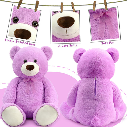 Toys Studio Ultra Soft Teddy Bear 51 inch Giant Stuffed Animal Large Stuffed Bear Plush Toy for Girls Mother's Day Valentines Gifts Christmas Kids Baby Shower, Purple