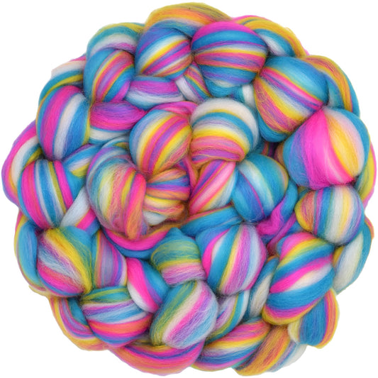 Combed Top Roving. Limited Edition Fiber for Spinning, Needle Felting, Wet Felting, Weaving and Crafting. Colorful Designer Merino, Malibu