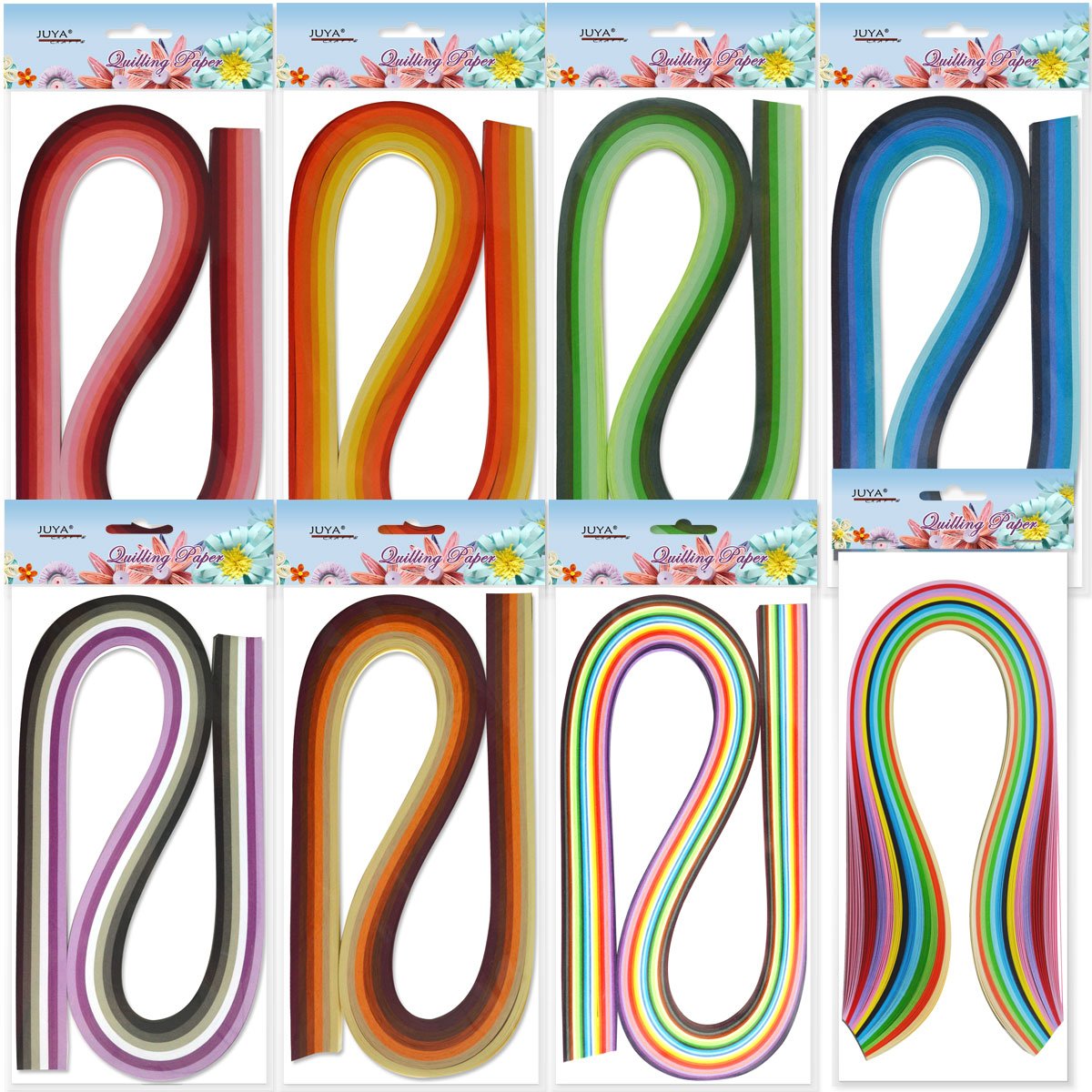 JUYA Paper Quilling Kit with Blue Tools 960 Strips Board Mould Crimper Coach Comb (Paper Width 3mm with Glue)