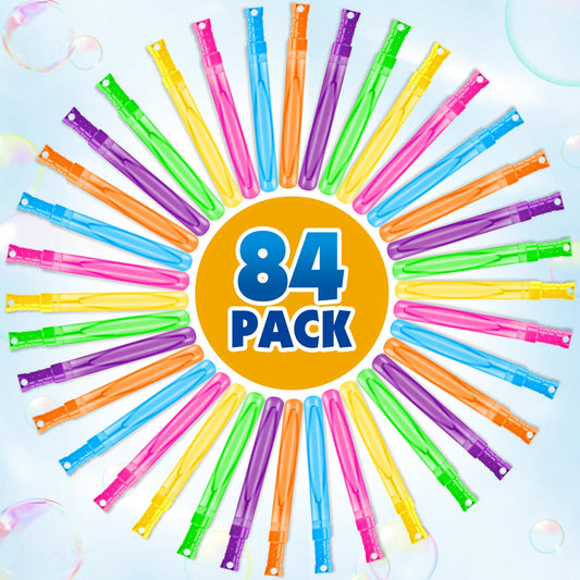 AuroTops 84 PCS Bubble Wands Bulk in 6 Colors,Big Bubble Wands for Kids Giant Bubbles Party Favors,Wedding,Birthday Gifts for Kids School Classroom Prizes for Boys & Girls Summer Toys