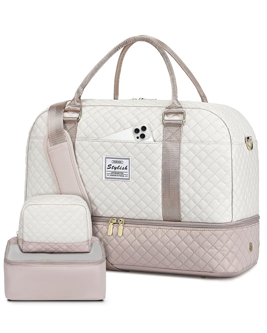 Weekender Bags for Women Travel Bag- Duffle Bag for Women with Shoe Compartment Carry On Overnight Bag with Toiletry Bag & Wet Pocket