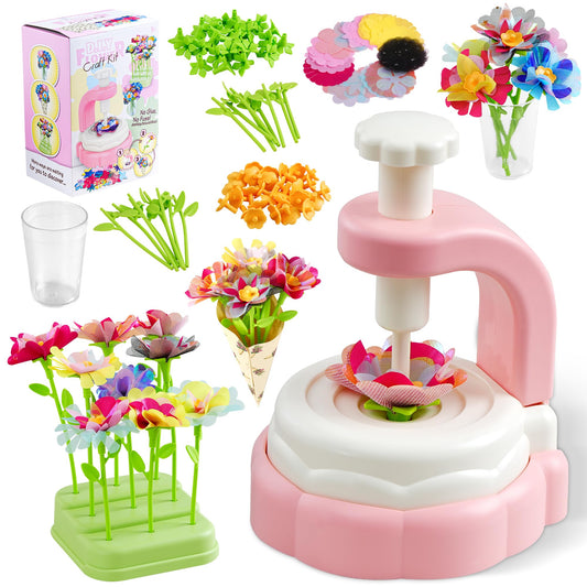 SANGQAOFU Fabric Flower Bouquets Kit DIY Arts and Crafts Kits for Kids Age 3-12 Christmas Birthday Gifts for 3 4 5 6 7 8+ Year Old Toddler Girls Toys