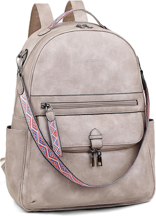 15.6 inch Backpack Backpack FADEON Leather Laptop Purse for Women, Designer Travel PU with Laptop Compartment for Work