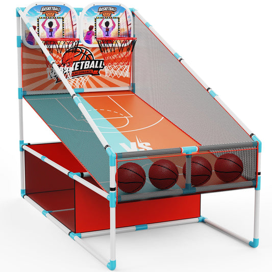 2-Player Arcade Basketball Game Set,Upgraded Indoor Hoop with LED Light Electronic Scoreboard 4 Balls,Carnival Games Sports Toys Kids 3-10 for Home Party Backyard Outdoor Boys Girls Toddlers Gifts
