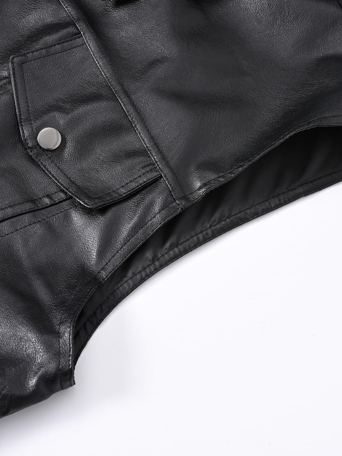 DSDZ Men's Zipper PU Faux Leather Sleeveless Waistcoat Motorcycle Biker Vest Jacket Black S