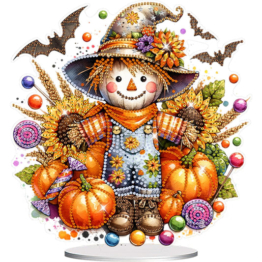 LAKEQUILL 5D Tabletop Diamond Art Kit - Scarecrow Stand Up Desktop Decor for Adults, DIY Diamond Art Painting Craft Kit for Home Office Decoration
