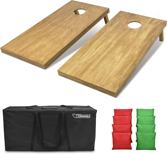 GoSports 4 ft x 2 ft Regulation Size Wooden Cornhole Boards Set - Includes Carrying Case - Full Regulation Size Bean Bag Toss Boards