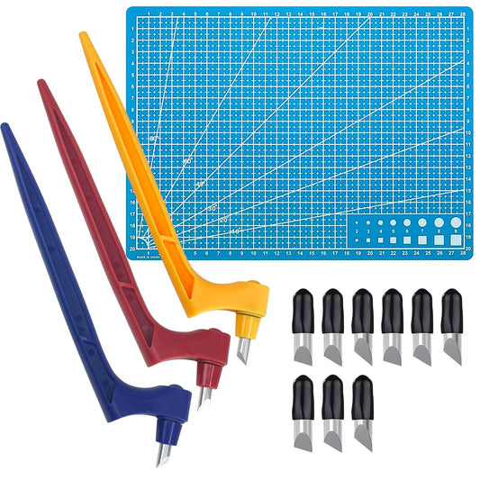 Sutekus 13pcs Craft Cutting Tools Set, 360° Rotating Art Cutting Tools with Replacement Blade and Cutting Mat for DIY Craft, Graphic Design, Scrapbooking