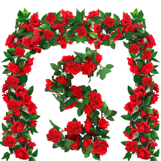 Kentucky Roses, 88.8FT Roses Derby Day Party Supplies Fake Vine Flowers Plants, Derby Day Rose Artificial Flower Hanging Indoor Rose Home Party Garden Craft Art Backdrop Decorations