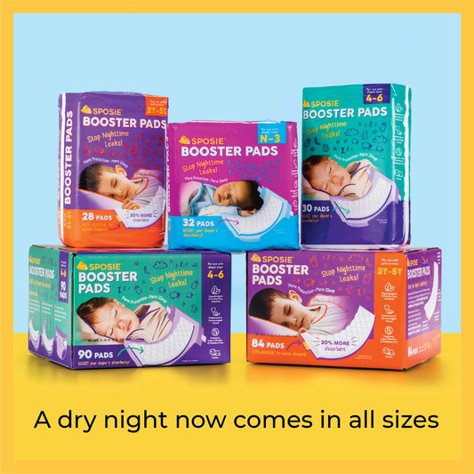 Sposie Overnight Diaper Booster Pads, Stops Leaks and Bedwetting, Original Adhesive-Free Absorbent Inserts, Helps Reduce Nighttime Changes and Rash, Use with Sizes 4-6, Made in U.S.A. 90 ct.