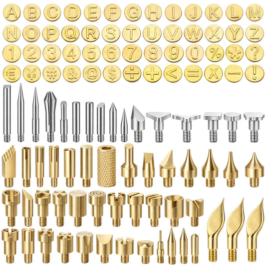 AOZUO 109 Pcs Wood Burning Tips, Wood Burning Tip Set Including Woods Burnings Letters Numbers Symbol Woods Burnings Tip for Wooden Burner DIY Embossing Wooden Burn Carving Crafts