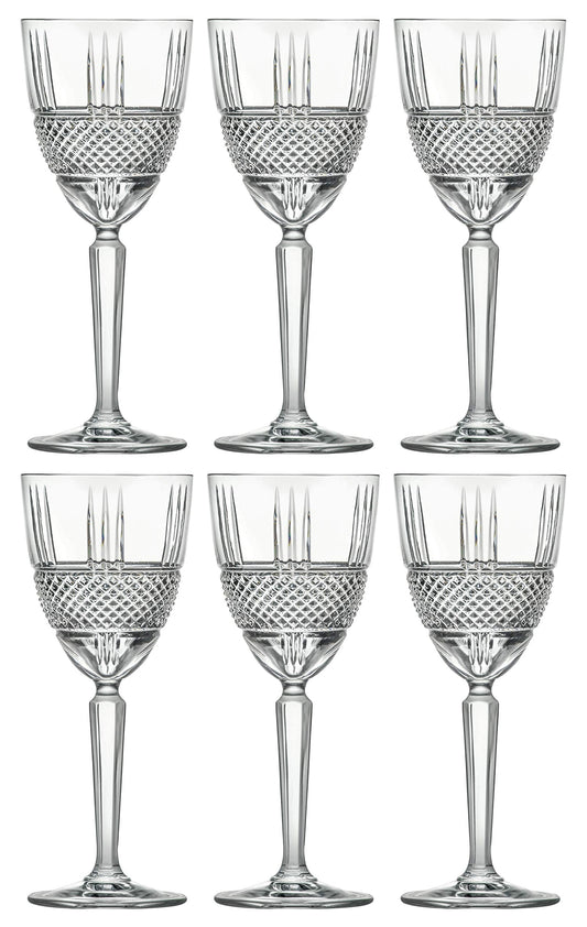 Barski Goblet, White Wine Crystal Glass, Water Glass, Stemmed Glasses, Set of 6 Goblets, 8 oz, Beautifully Designed, Made in Europe
