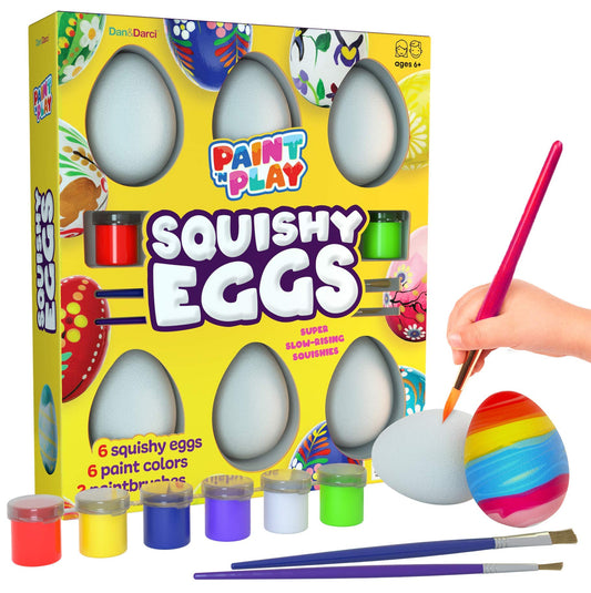 Dan&Darci Egg Squishy Painting Craft Kit - Arts & Crafts for Girls and Boys - Kids Art Activities - Craft Gift for Kid Ages 6 7 8 9 10 Year Old Girl Gifts - Decorate 6 Slow Rising Squishies
