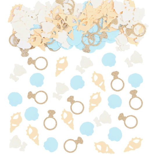 200PCS Seashells And Wedding Bells Confetti - Bachelorette Table Decoration, Valentines Celebrations Confetti, Coastal Bridal Shower Decorations, Under The Sea Party Supplies
