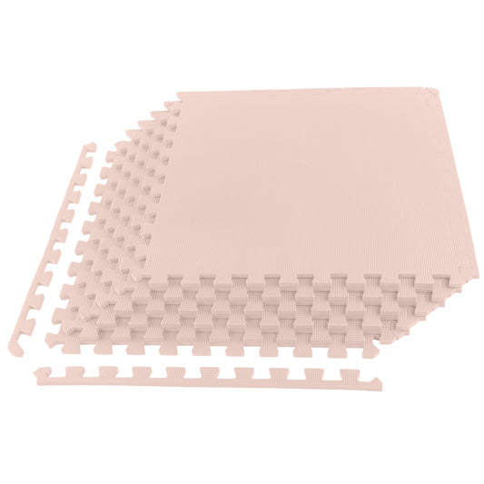 Foam Floor Tiles - 24sqft Soft Nontoxic Baby Play Mat - Interlocking Puzzle Mat for Baby, Kids Playroom, or Home Gym Flooring by Stalwart (Light Pink)