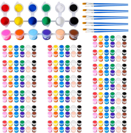 30 Pack Mini Acrylic Paint Set,12 Color Acrylic Paint Strips with 60 Pcs Painting Brushes for Kids&Adults, 420 PCS Kids Paint Set Container Strips Storage for Home Classroom Party Favors Easter Gifts
