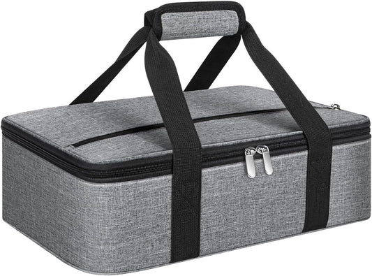 Skiennix Insulated Casserole Carrier - Portable Hot/Cold Food Tote for Potlucks | Fits 9" x 13" Dish - Grey