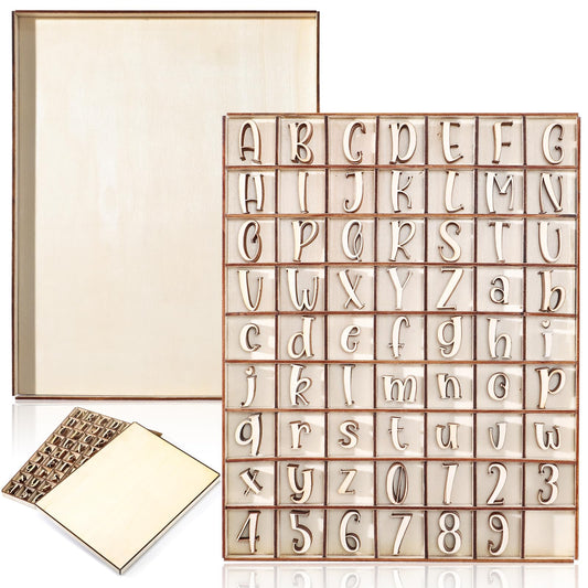 Geelin 248 Pcs 1 Inch Wood Alphabet Letters Numbers with Storage Box Blank Unfinished Wooden Letters Numbers with Rustic Storage Tray for Spelling Learning Education DIY Crafts