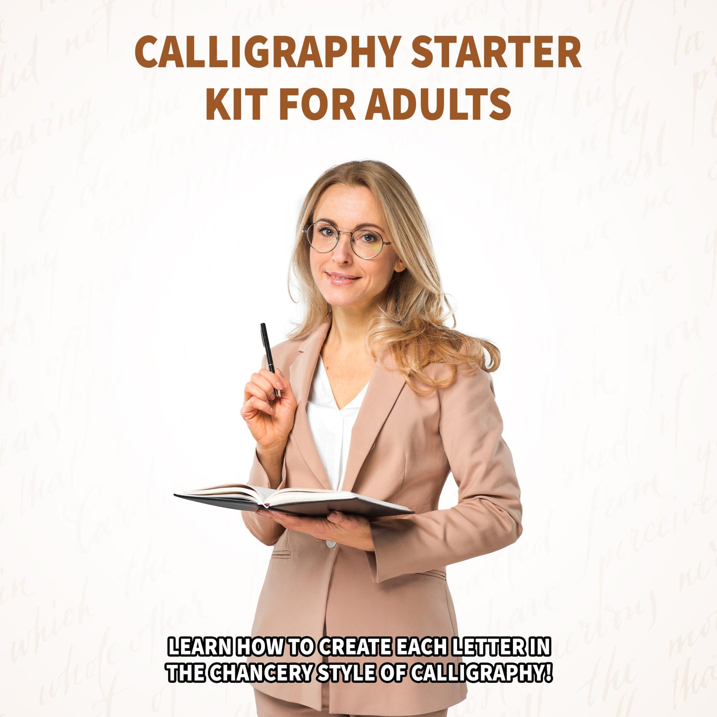 SpiceBox Learn Calligraphy Set for Beginners with Pens and Introduction Book for Adults, Hand Lettering Penmanship Learning Kit, Multi Colors (06772)