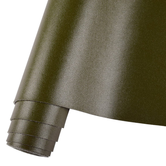 HGUAN Smooth Solid Color Olive Green Faux Leather 12"X53"(30cmX135cm),Faux Leather Sheets Roll Very Suitable for Making Crafts, Leather Earrings, Bows,Sewing (Olive Green)