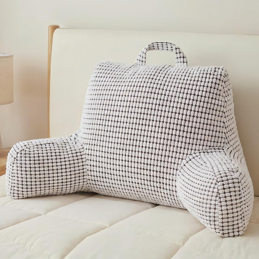 NOONTIDE Reading Pillow with Top Handle,Uniquely Designed Soft Fabric, Ergonomic Back Support for Bed,Cover Washable Sit up Pillow,Watching TV/Gaming/Relaxing(White)