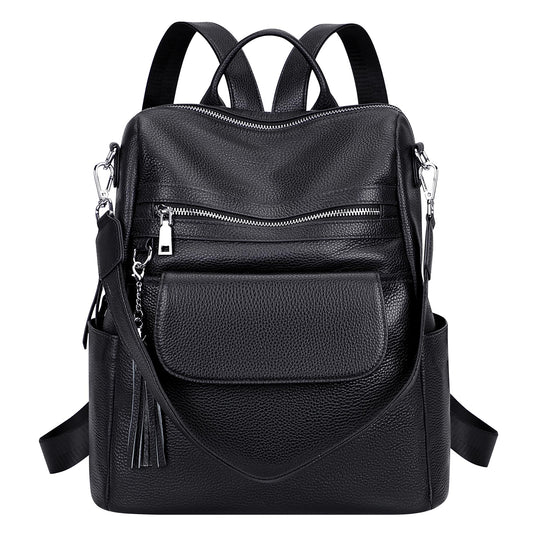 ALTOSY Genuine Leather Backpack Purse for Women Large Convertible Shoulder bag Ladies Crossdody Bag with Tassel