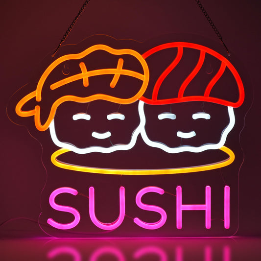 JOMOBUTY Sushi Neon Sign for Wall Decor Led Neon Lights for Business Light Up Sign 15" x 12.6" USB Powered for Home Bar Kitchen Japanese Restaurant Supermarkets Decoration