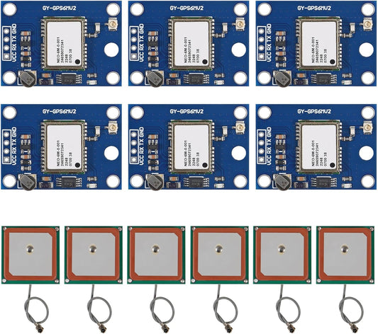 Coliao 6pcs GY-NEO6MV2 NEO-6M 3V-5V 2.5 GPS Flight Controller Module with Super Strong Ceramic Antenna for EEPROM APM